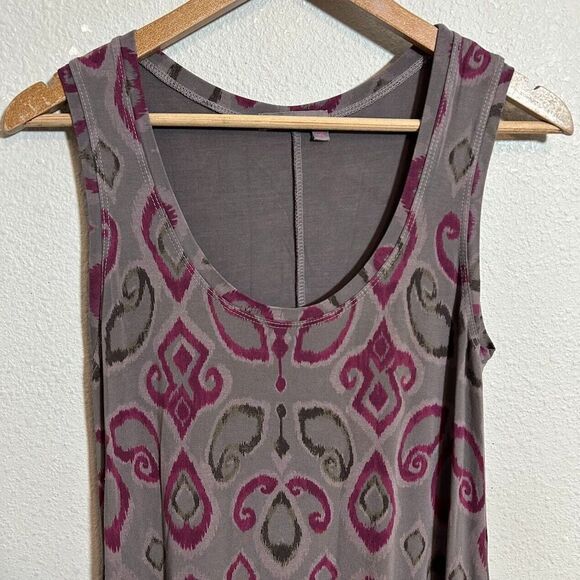 Fresh Produce Maxi Dress S Gray Purple Ikat Rayon Spandex Sleeveless Scoop Neck - Picture 4 of 8